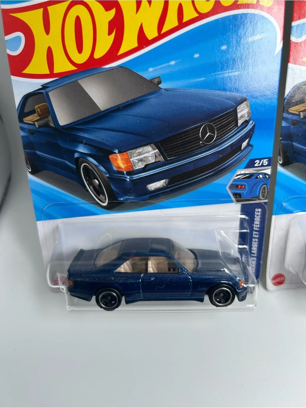 Hot Wheels Mercedes Lot of 2x-‘89 Mercedes-Benz 560 SEC AMG Blue 2/5 NEW 186/250